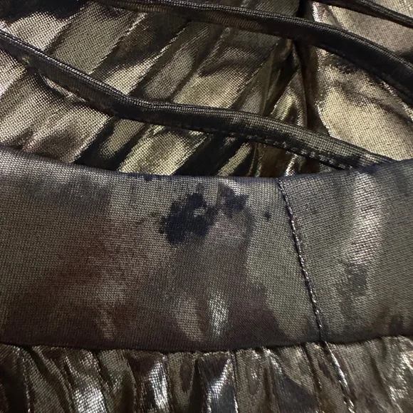 Milly Gold metallic Pleated Midi Dress Sz 10 - Picture 10 of 11